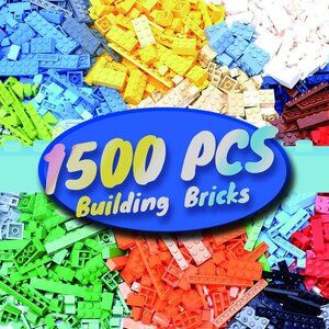1500 Pieces Building Bricks, Classic Bulk Small Blocks, Classic Bricks Set